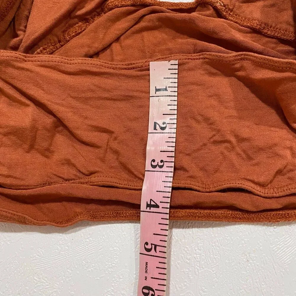 Free People FP One Rust Orange Halter Top S Plunge Ruched Y2K Boho